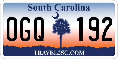 SC license plate OGQ192
