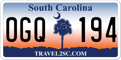 SC license plate OGQ194