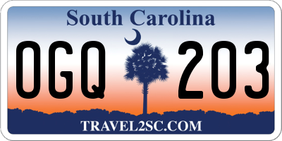 SC license plate OGQ203