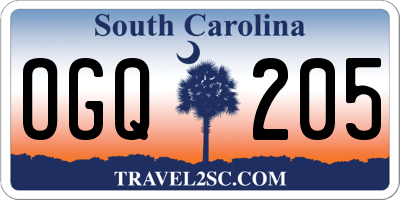 SC license plate OGQ205
