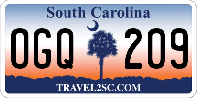SC license plate OGQ209