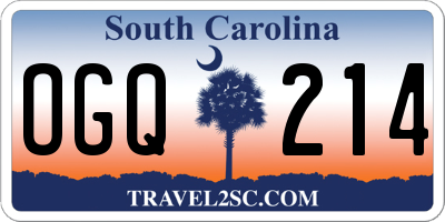 SC license plate OGQ214