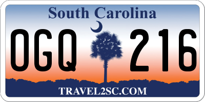 SC license plate OGQ216