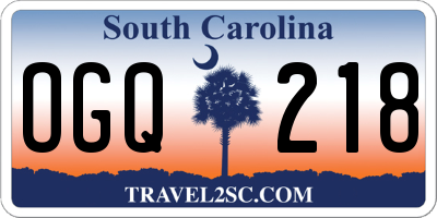 SC license plate OGQ218
