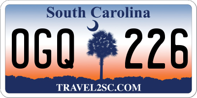 SC license plate OGQ226