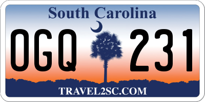 SC license plate OGQ231