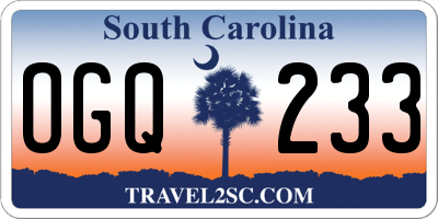 SC license plate OGQ233