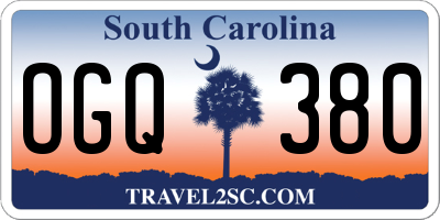 SC license plate OGQ380