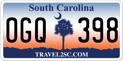 SC license plate OGQ398