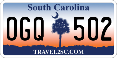 SC license plate OGQ502