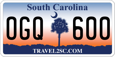 SC license plate OGQ600