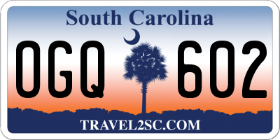SC license plate OGQ602