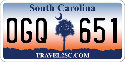 SC license plate OGQ651