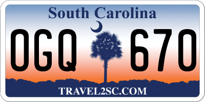 SC license plate OGQ670