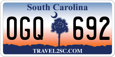 SC license plate OGQ692