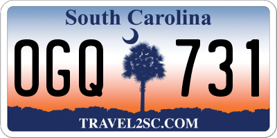 SC license plate OGQ731