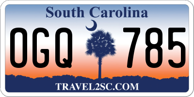 SC license plate OGQ785