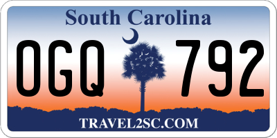 SC license plate OGQ792