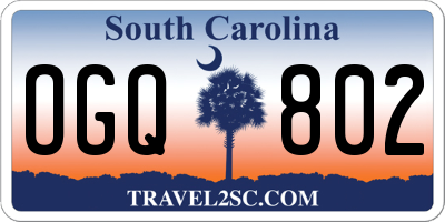 SC license plate OGQ802