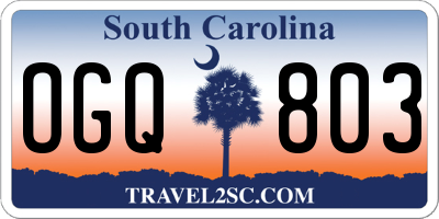 SC license plate OGQ803