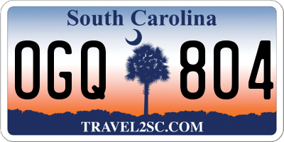 SC license plate OGQ804