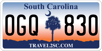 SC license plate OGQ830