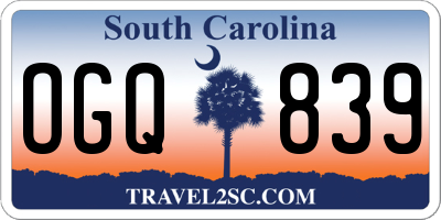 SC license plate OGQ839