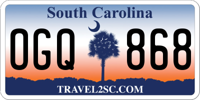 SC license plate OGQ868