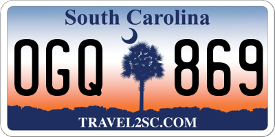 SC license plate OGQ869