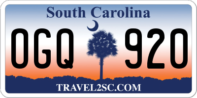 SC license plate OGQ920
