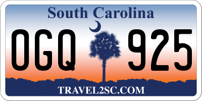 SC license plate OGQ925