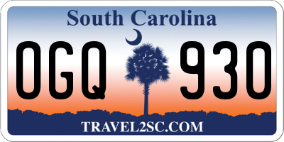 SC license plate OGQ930