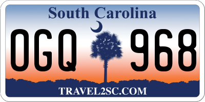 SC license plate OGQ968