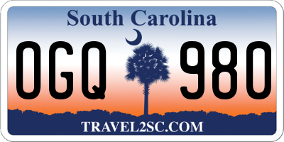 SC license plate OGQ980