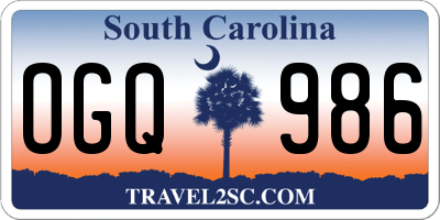 SC license plate OGQ986