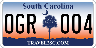 SC license plate OGR004