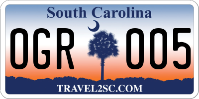 SC license plate OGR005