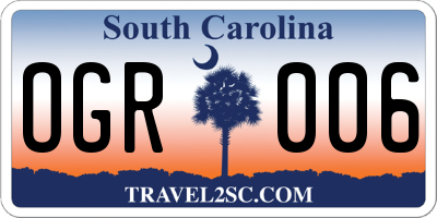 SC license plate OGR006