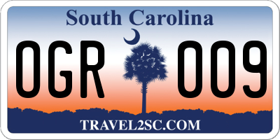 SC license plate OGR009