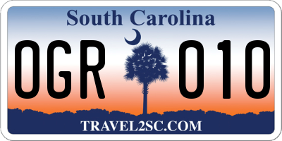 SC license plate OGR010
