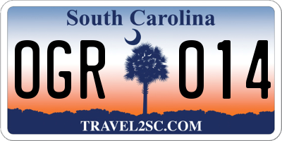 SC license plate OGR014