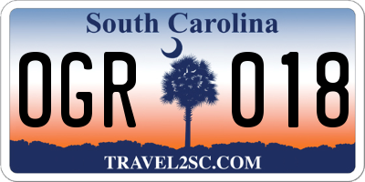 SC license plate OGR018
