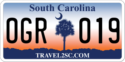 SC license plate OGR019
