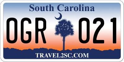 SC license plate OGR021