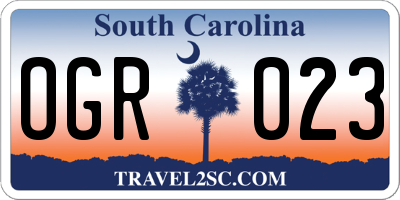 SC license plate OGR023