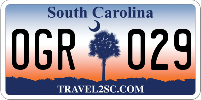 SC license plate OGR029