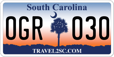 SC license plate OGR030