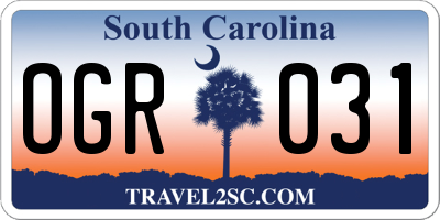 SC license plate OGR031