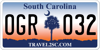 SC license plate OGR032