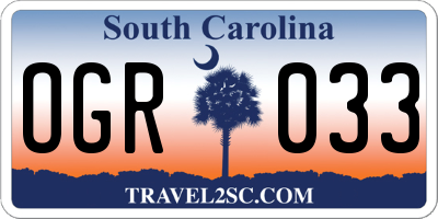 SC license plate OGR033
